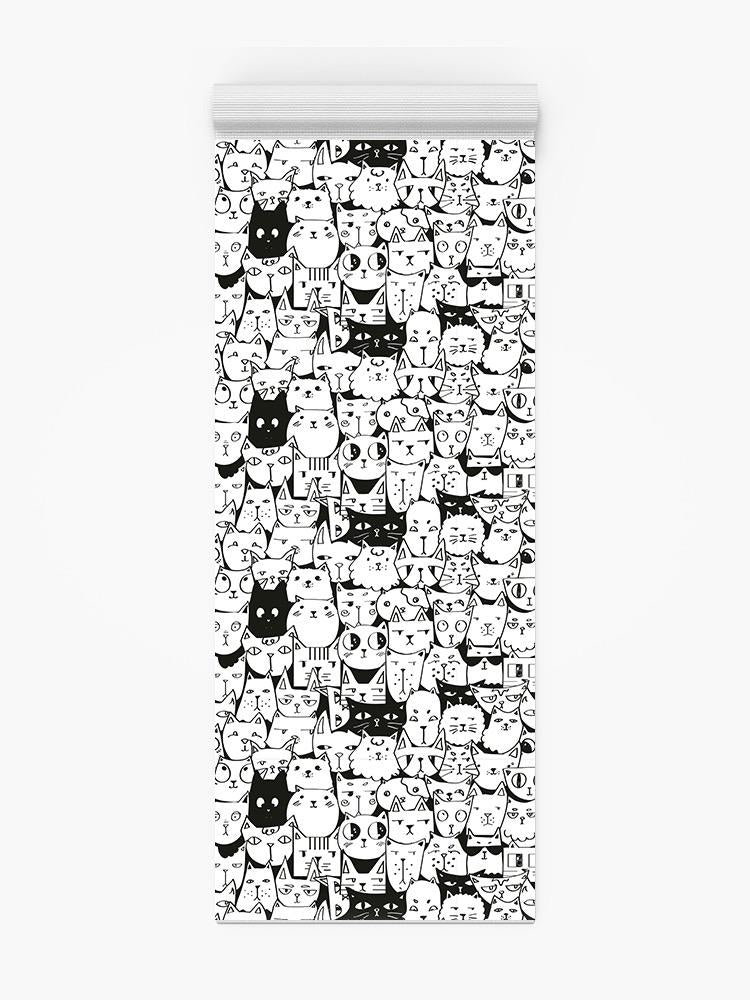 Black And White Kitten Pattern Yoga Mat -Image by Shutterstock