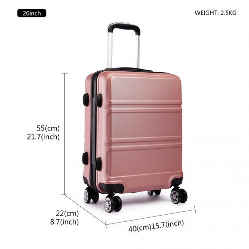 K1871-1L - Kono ABS Sculpted Horizontal Design 20 Inch Cabin Luggage - Nude